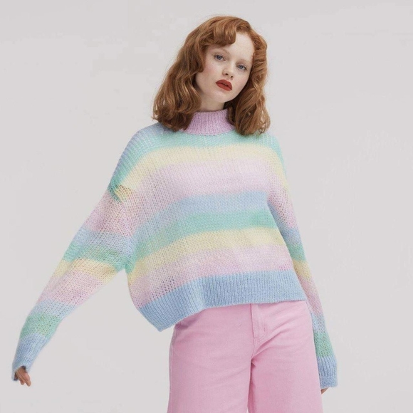 Lazy Oaf Pastel Rainbow Turtleneck Sweater - Picture 4 of 4